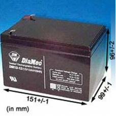 BATTERIE 12 VOLTS DIAMEC 12  A/H DIM : L 151 X H 96 X L 99 M