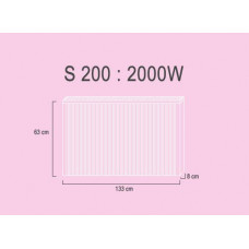 S200 2,0 kw  RAL9010 63/133/8 cm  + thermostat 505 + 411S pieds-roulettes