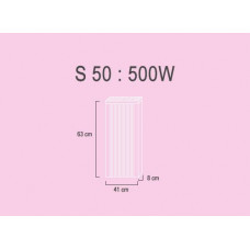 S50  0,5 kw  RAL9010 63/41/8 cm + thermostat 505 + 411S pieds-roulettes