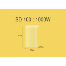 SD100  1,0 kw  RAL9010 63/41/13 cm + thermostat 505 + 410SD pieds