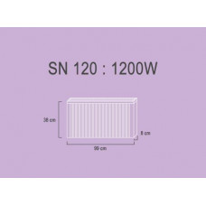 SN120  1,2 kw  RAL9010 38/99/8 cm  + thermostat 505 + 411S pieds-roulettes