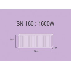 SN160  1,6 kw  RAL9010 38/133/8 cm + thermostat 505 + 411S pieds-roulettes