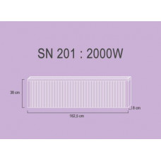 SN201  2,0 kw  RAL9010 38/163/8 cm  + thermostat 505 + 410S pieds